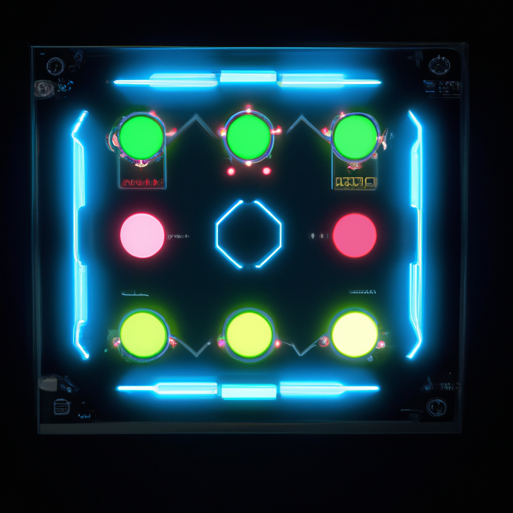 Постер демо: интерфейс воспроизведения видео с неоновыми кнопками и стеклянными панелями 8k